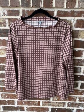 COS Window Pane Boat Neck Popover Top Size 12 Mauve Purple Retro